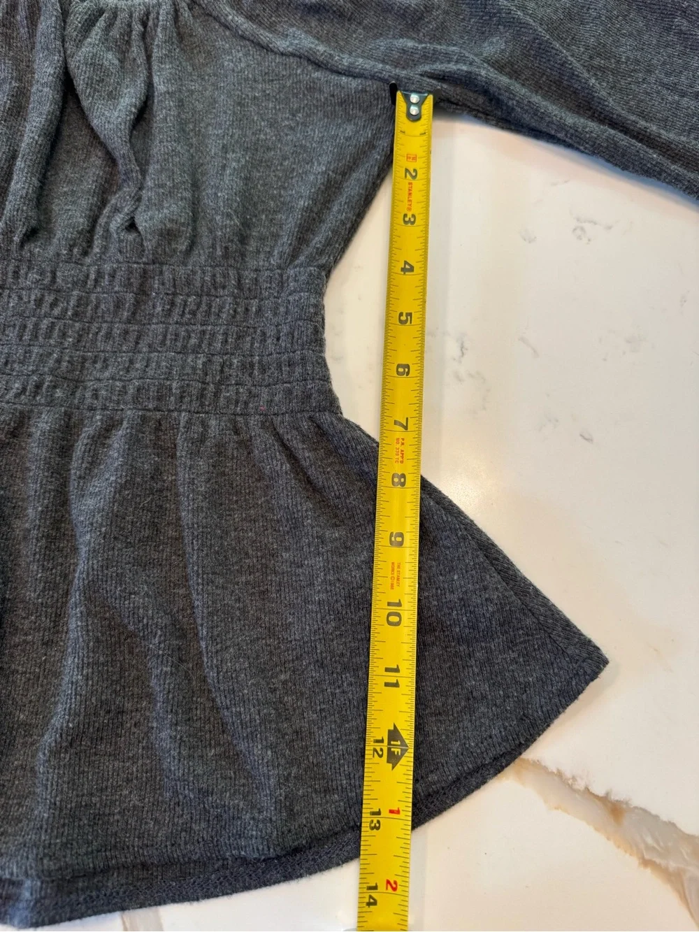 Madewell Plush Square Neck Smocked Peplum Top XXS